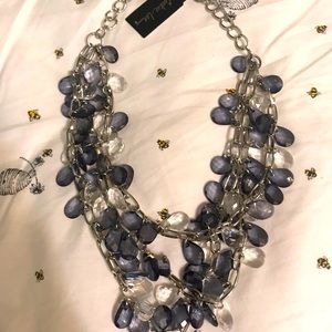 Cookie Lee soft navy glass beaded necklace double strand